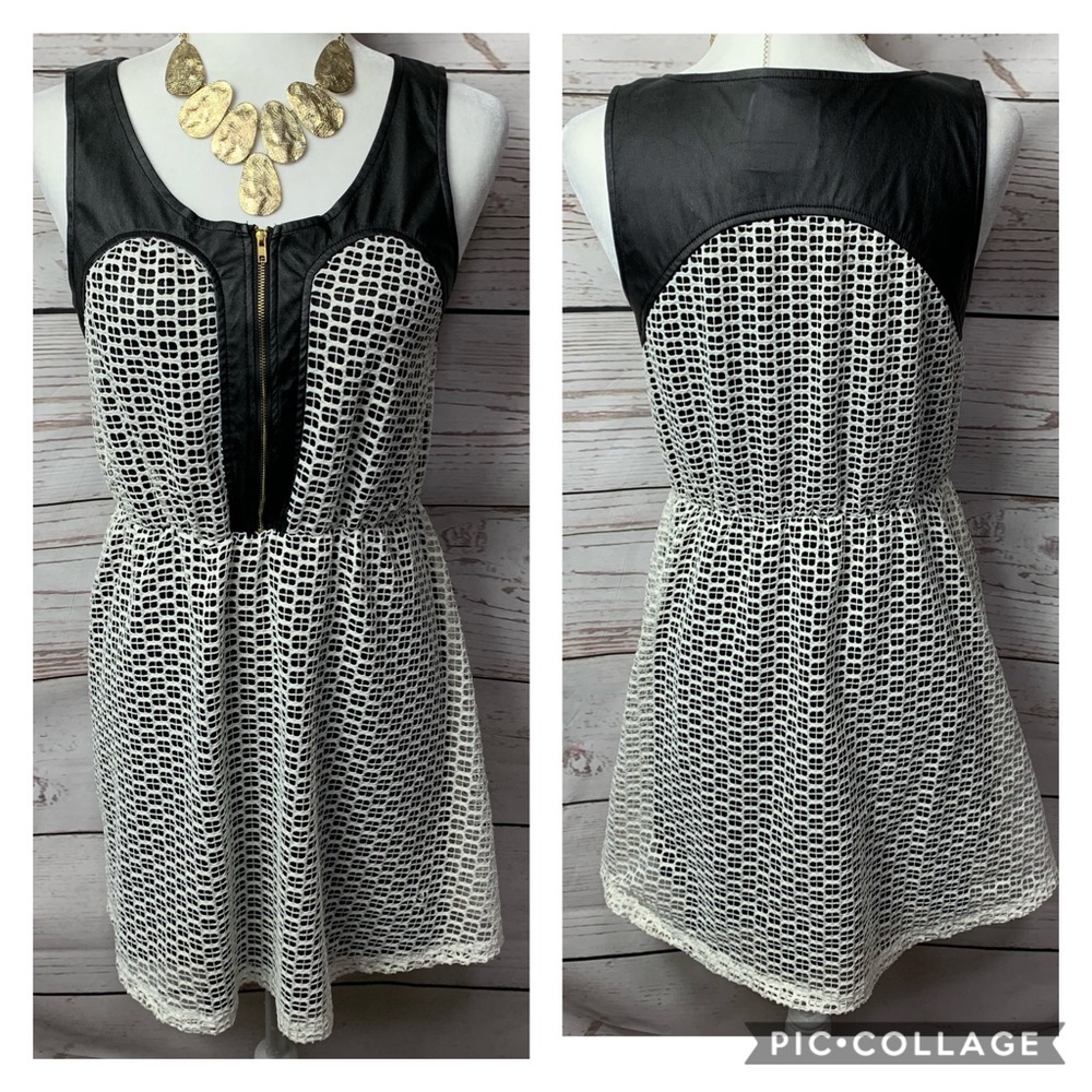 EUC Romeo & Juliet Crochet Faux Leather Dress